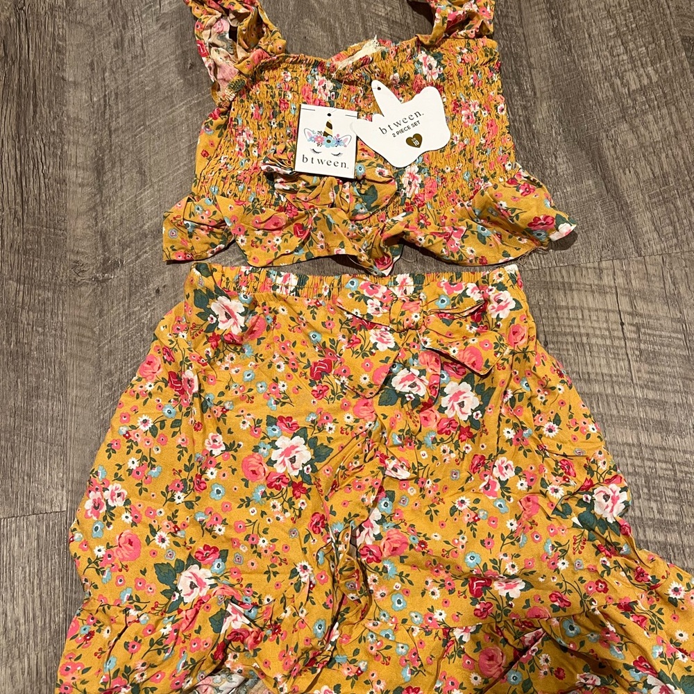 btween Yellow Floral Kids Shorts